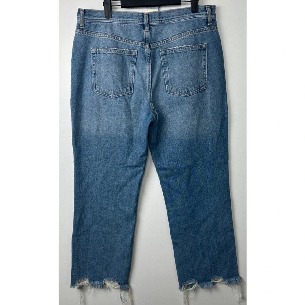 WE THE FREE BLUE JEANS SIZE 31 FREE PEOPLE BUTTON FLY RAW HEM HIGH RISE Boho A51 - Picture 4 of 8